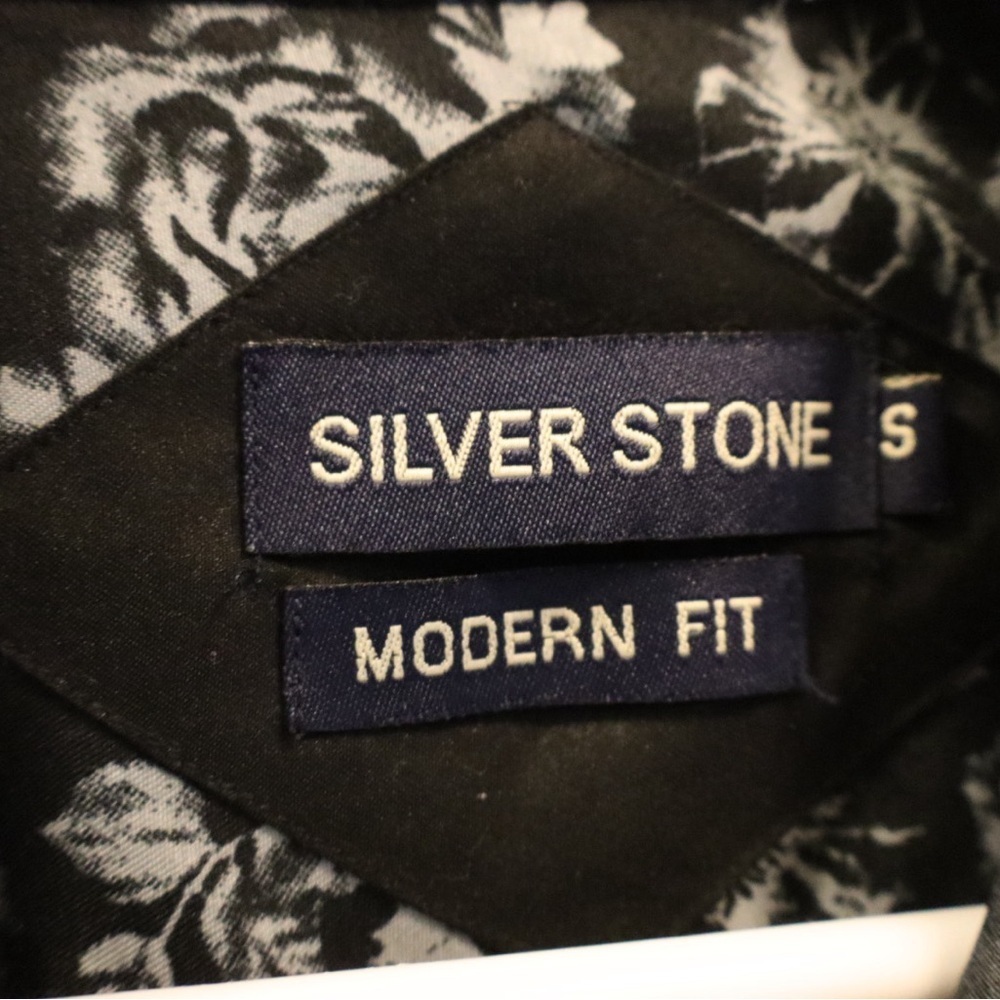 Silver Stone Modern Fit Long Sleeve Floral Shirt – Black & White - Picture 3 of 4